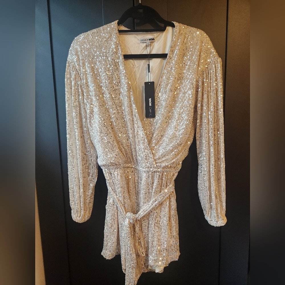 Fashion Nova Diva Shine Sequin Romper